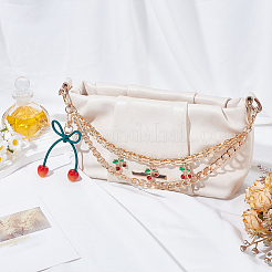 1Pc Zinc Alloy with Resin and PU Leather Dark Red Cherry Purse Decorative Chains&nbsp;AJEW-SC0002-99B