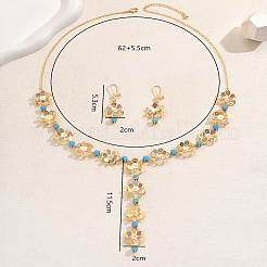 Elegant Flower Iron Cubic Zirconia Earrings & Necklaces Sets for Women's Vacation Parties&nbsp;CW0410