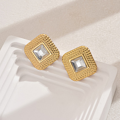 201 Stainless Steel Glass Stud Earrings&nbsp;XG9107-1