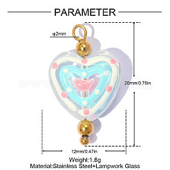 304 Stainless Steel with Glass Pendants&nbsp;GL-OY001-03G-01