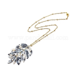 3Pcs 3 Colors Resin Leaf Pendant Necklaces&nbsp;NJEW-JN03989