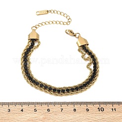 304 Stainless Steel & Rhinestone Rope Chain Double Layers Bracelets for Women&nbsp;BJEW-F540-09G