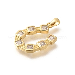 Rack Plating Brass Micro Pave Cubic Zirconia Pendants&nbsp;KK-M296-15G
