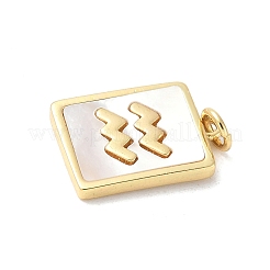 Brass Pave Natural White Shell Pendants&nbsp;KK-S522-09G-G
