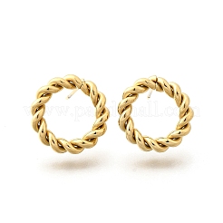 Ion Plating(IP) 304 Stainless Steel Twist Rope Ring Stud Earrings for Woman&nbsp;EJEW-N097-006LG