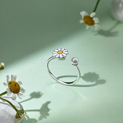 Rhodium Plated 925 Sterling Silver Open Finger Rings&nbsp;RJEW-A019-50P