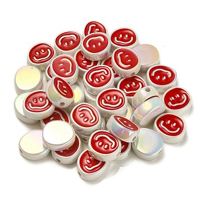 UV Plating Rainbow Iridescent Acrylic Enamel Beads&nbsp;OACR-G012-13B-1