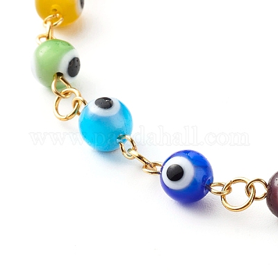 Handmade Evil Eye Lampwork Beaded Bracelets&nbsp;BJEW-JB06381-1