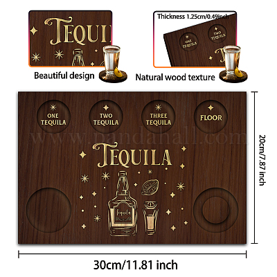 Wood Shot Glasses Tray&nbsp;AJEW-WH0423-004-1
