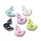 UV Plating Acrylic Pendants, Swan, Mixed Color, 49x42x18mm, Hole: 3mm