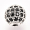 Brass Micro Pave Cubic Zirconia Beads, Cadmium Free & Lead Free, Round, Black, Platinum, 10mm