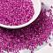 8/0 Transparent Glass Seed Beads, Inside Colours, Round Hole, Round, Magenta, 3~3.5x2mm, Hole: 1~1.2mm, about 450g/bag