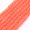 Baking Paint Transparent Glass Bead Strands, Frosted, Round, Orange Red, 4mm, Hole: 1.1~1.6mm, about 200pcs/strand, 31.4 inch