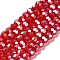 Transparent Glass Beads, 32 Facets, AB Color Plated, Round, Cerise, 6x5.5mm, Hole: 1.2mm, about 91pcs/strand, 19.29''(49cm)