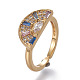 Brass Cubic Zirconia Cuff Rings&nbsp;RJEW-O035-02G-2