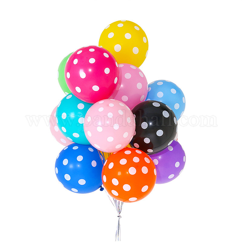 Rubber Inflatable Balloon Wholesale Polka Dot Pattern Round Rubber Inflatable Balloons ...