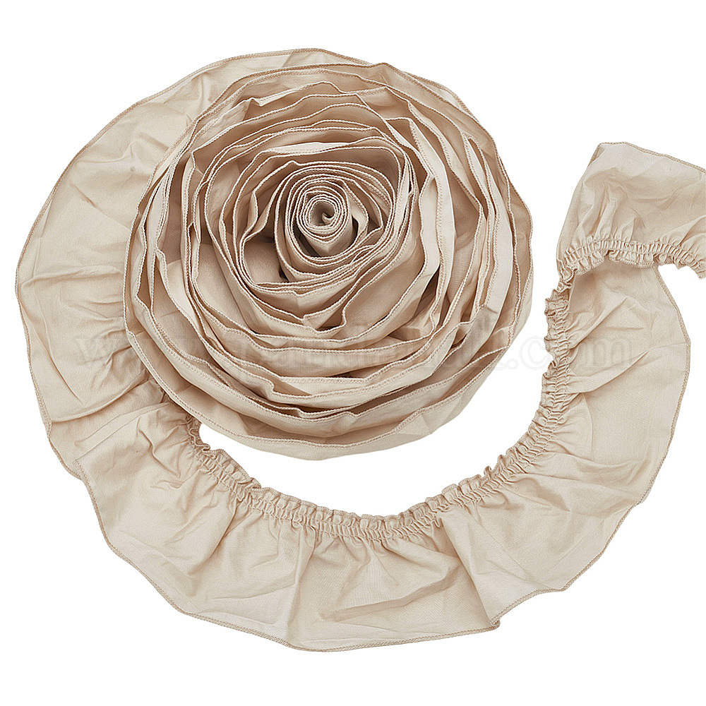 Wholesale FINGERINSPIRE 5 Yards Burlywood Cotton Pleated Ribbon 3-1/2 ...