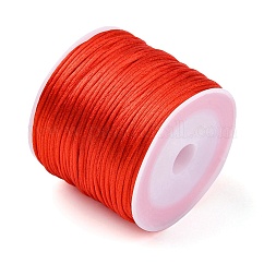 30M Nylon Satin Rattail Cords, Beading Threads for Bracelet Jewelry Making Chinese Knot Macrame Craft, Orange Red, 1mm, about 32.81 Yards(30m)/Roll