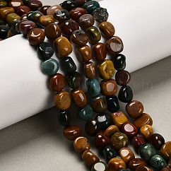 Natural Ocean Jasper Beads Strands, Nuggets, Tumbled Stone, 7.5~14.5x7.5~12x5.5~8.5mm, Hole: 0.8mm, about 37~39pcs/strand, 15.75''(40cm)