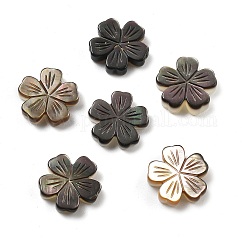 Natural Black Shell Carved Beads, Flower, 11.5~12x12x2.5~3.5mm, Hole: 0.8~0.9mm