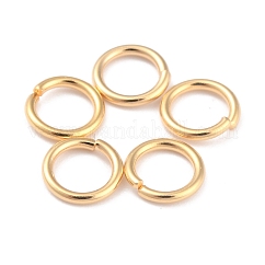 Rack Plating Brass Open Jump Rings, Cadmium Free & Lead Free, Round, Long-Lasting Plated, Real 24K Gold Plated, 7x1mm, 18 Gauge, Inner Diameter: 5mm