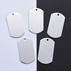 Tarnish Resistant 304 Stainless Steel Big Pendants, Mirror Polished Finish, Blank Stamping Tags, Oval, Stainless Steel Color, 50x27.5x1.8mm, Hole: 3mm