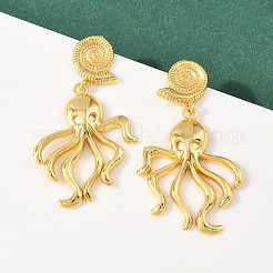 Ocean Theme Brass Dangle Stud Earrings&nbsp;EJEW-F400-04B-G