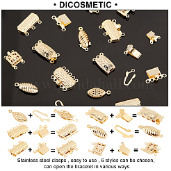 30 Sets 6 Styles 304 Stainless Steel Box Clasps&nbsp;STAS-DC0009-61