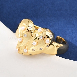 Brass Micro Pave Cubic Zirconia Adjustable Cuff Rings&nbsp;RJEW-C139-05G