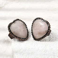 Natural Rose Quartz Cuff Open Rings&nbsp;GG-CBAB410-02A