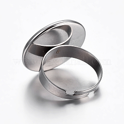 Tarnish Resistant Adjustable 304 Stainless Steel Finger Rings Components&nbsp;STAS-G187-01P-20mm