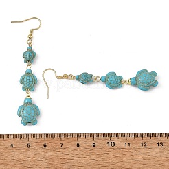 Dyed Tortoise Synthetic Turquoise Dangle Earrings&nbsp;EJEW-JE07362-02