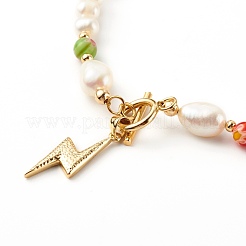 Lightning Brass Enamel Pendants Necklaces&nbsp;NJEW-JN03475-01