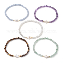Natural  Mixed Gemstone Beaded Stretch Bracelets&nbsp;BJEW-JB11272