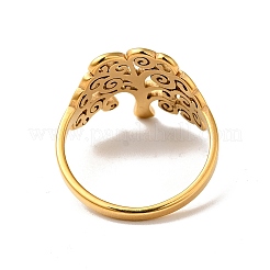 Ion Plating(IP) 201 Stainless Steel Tree of Life Finger Ring for Women&nbsp;RJEW-G266-03G