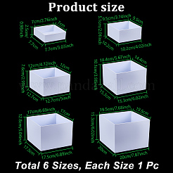 6Pcs 6 Sizes Square Acrylic Packing Box Sets&nbsp;CON-WH0110-302