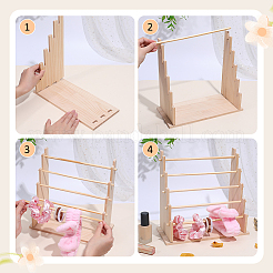5-Tier Wooden Round Bar Bracelet Organizer Display Riser Stands&nbsp;DJEW-WH0028-064A
