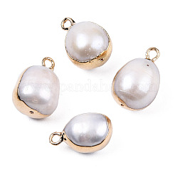 Electroplate Natural Baroque Pearl Keshi Pearl Pendants&nbsp;PEAR-N021-11