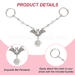 2Pcs Bat with Spider Web Alloy Shoe Charms Chains&nbsp;FIND-AN0001-05
