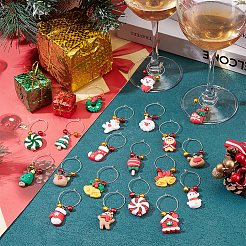 20Pcs 20 Styles Christmas Theme Opaque Resin with Aluminum Bell Charm Glass Wine Glass Charms&nbsp;HJEW-GA00059