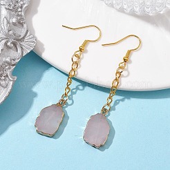 Nuggets Natural Rose Quartz Dangle Earrings&nbsp;EJEW-JE05683-02