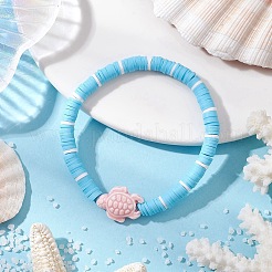 3Pcs 3 Styles Flat Round Handmade Polymer Clay Heishi Beaded Stretch Bracelets&nbsp;BJEW-JB11715