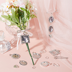 DIY Blank Dome Alloy Glass & Iron Brooch Jewelry Making Kits for Wedding Bouquet Ornaments&nbsp;DIY-UN0006-25