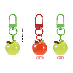 4Pcs 2 Colors Resin Apple Pendant Decorations&nbsp;KEYC-TADJ0001-03