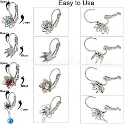 40Pcs 4 Styles  304 Stainless Steel Leverback Earring Cabochon Setting Findings&nbsp;STAS-CA0001-33