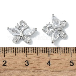Brass Micro Pave Clear Cubic Zirconia Charms&nbsp;KK-H482-09P-01