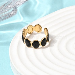 Oval 304 Stainless Steel Open Cuff Rings for Women&nbsp;RJEW-A091-12G