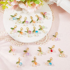 30Pcs Flower Round Acrylic & Glass Locking Stitch Marker&nbsp;HJEW-SC0002-22