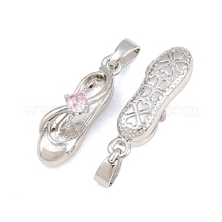 Brass Micro Pave Pink Cubic Zirconia Pendants&nbsp;CU-CBA9AB3-12P