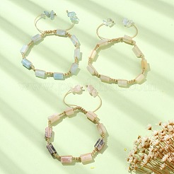 3Pcs 3 Style Natural Mixed Gemstone Cube Braided Bead Bracelets Set&nbsp;BJEW-TA00345